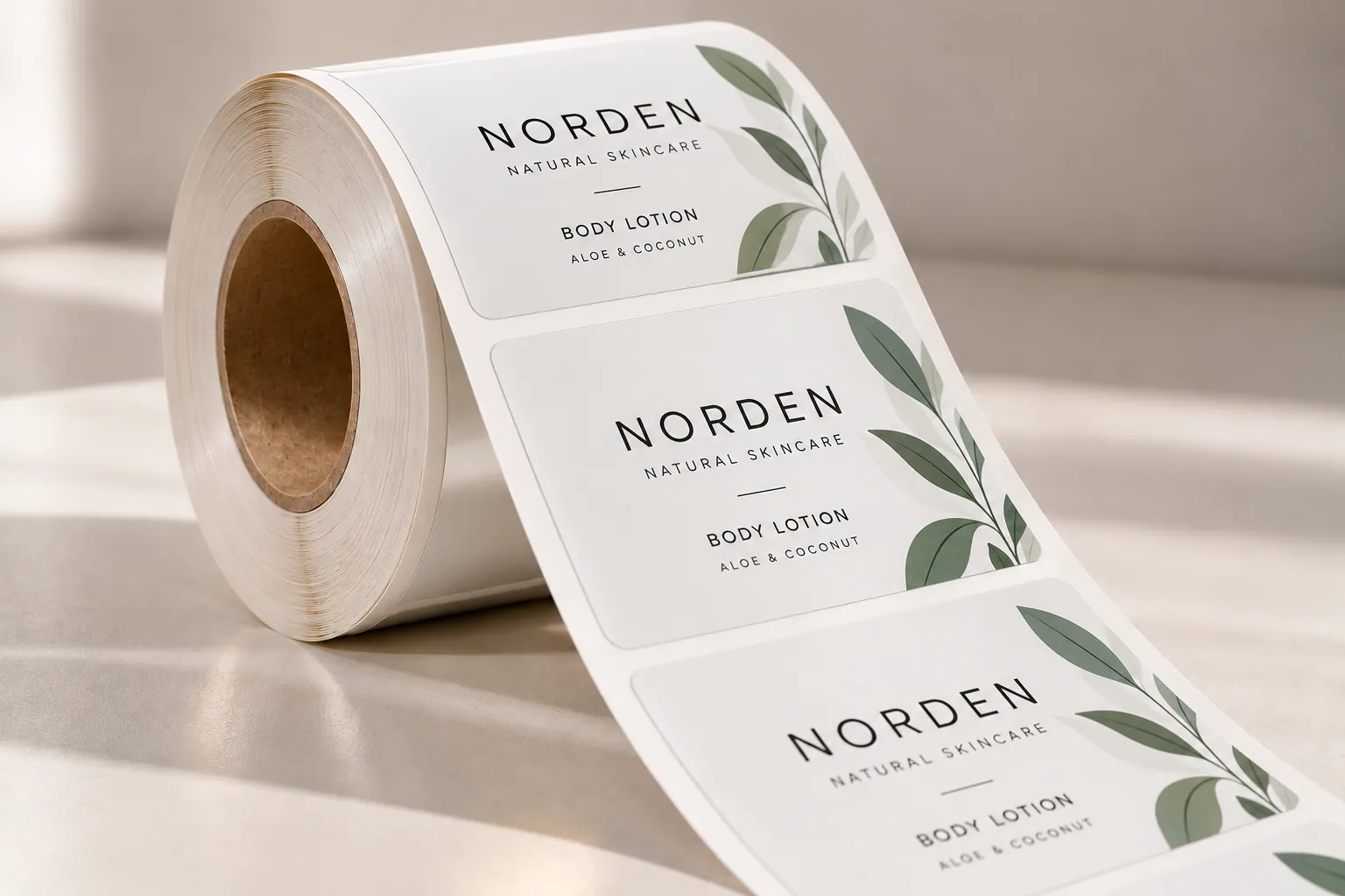 A roll of Matte PVC labels with a flat, low-sheen white finish